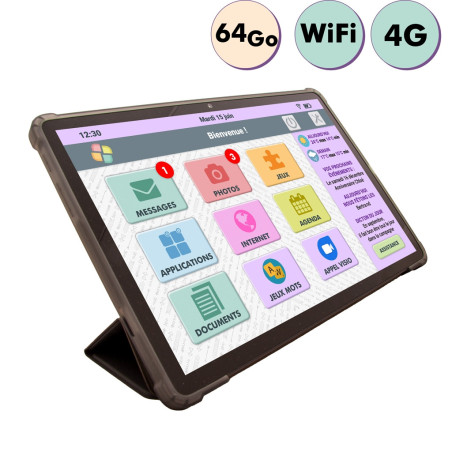Facilotab L Rubis - WiFi/4G - 64 GB - Android 13 - Tablet semplificato per anziani
