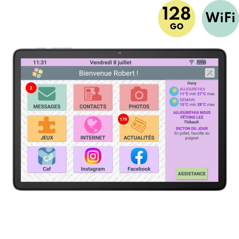 copy of Facilotab Classic - WiFi - 128 GB - Android 14 - Tablet semplificato per anziani copy of Facilotab Classic - WiFi - 128 GB - Android 14 - Tablet semplificato per anziani