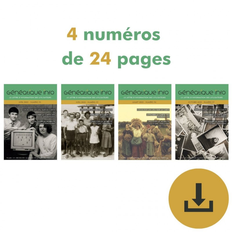 Abonnement à Généatique Info en téléchargement pour 4 numéros Abonnement à Généatique Info en téléchargement pour 4 numéros