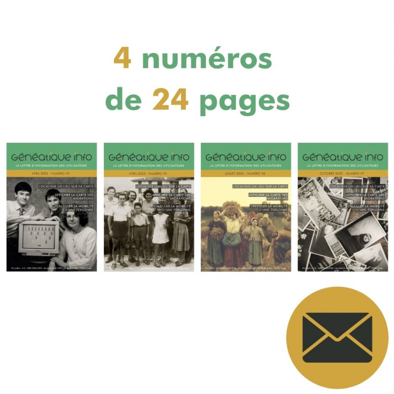 Abonnement à Généatique Info par courrier pour 4 numéros Abonnement à Généatique Info par courrier pour 4 numéros
