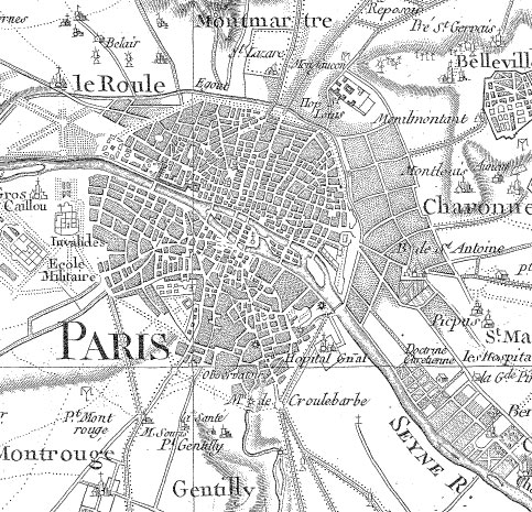 Paris sur la carte de Cassini