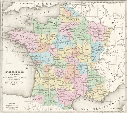 Echelles de l'atlas de France du 19e siècle